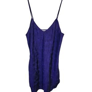 Vintage Intimate Affair Purple V-Neck Shimmer Tank Slip Dress Womens Size Medium